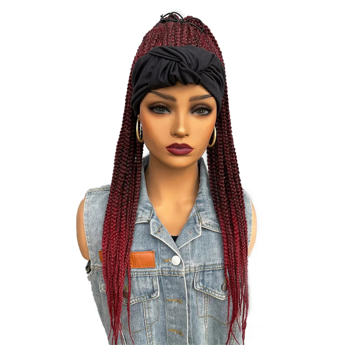 26" Twist Cornrow Headband Wig | Crochet Braids | Long Straight Synthetic