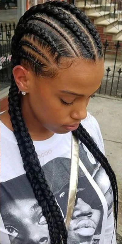 36" Jumbo Cornrow Braided Wig | Full Lace Synthetic Wig | Knotless Box Braids, Lace Frontal, Black Women