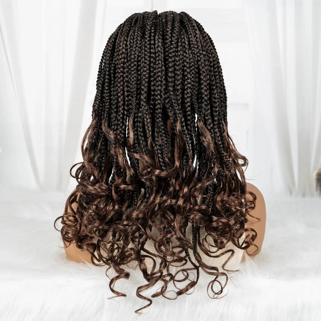 9x6 Lace Front Knotless Braids Wig with Curly Ends | Blended Box Braids