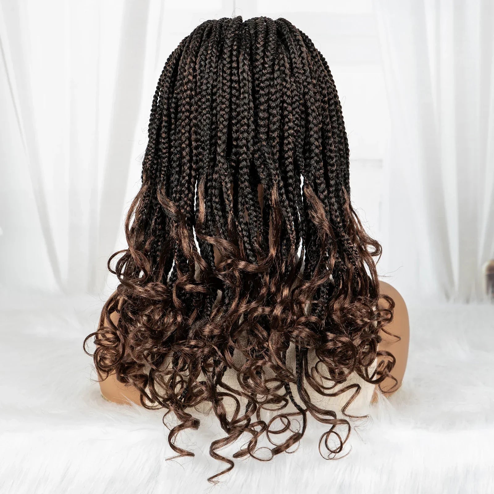 9x6 Lace Front Knotless Braids Wig with Curly Ends | Blended Box Braids