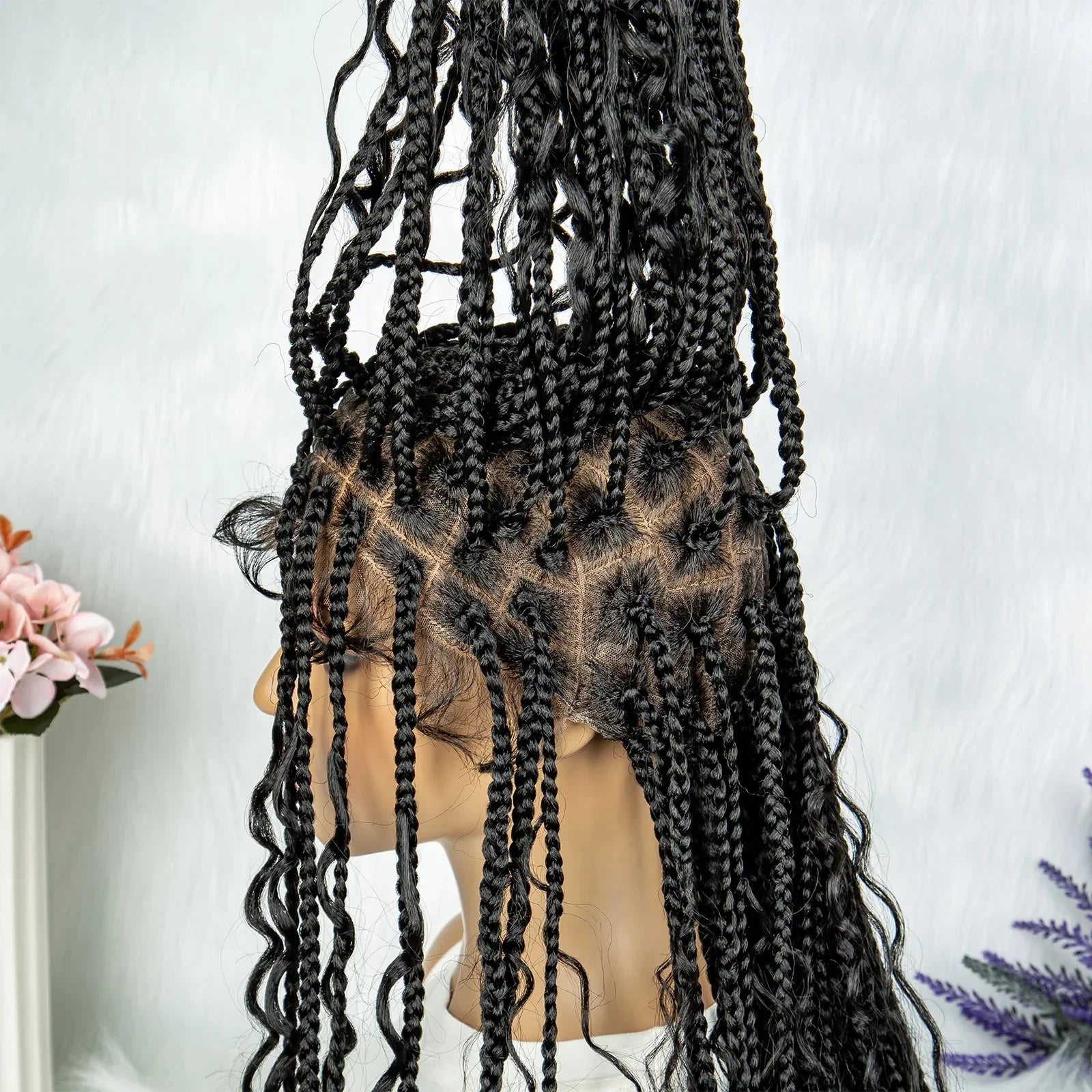 32" Natural Boho Knotless Braids Wig | HD Lace Front | Baby Hair | Synthetic