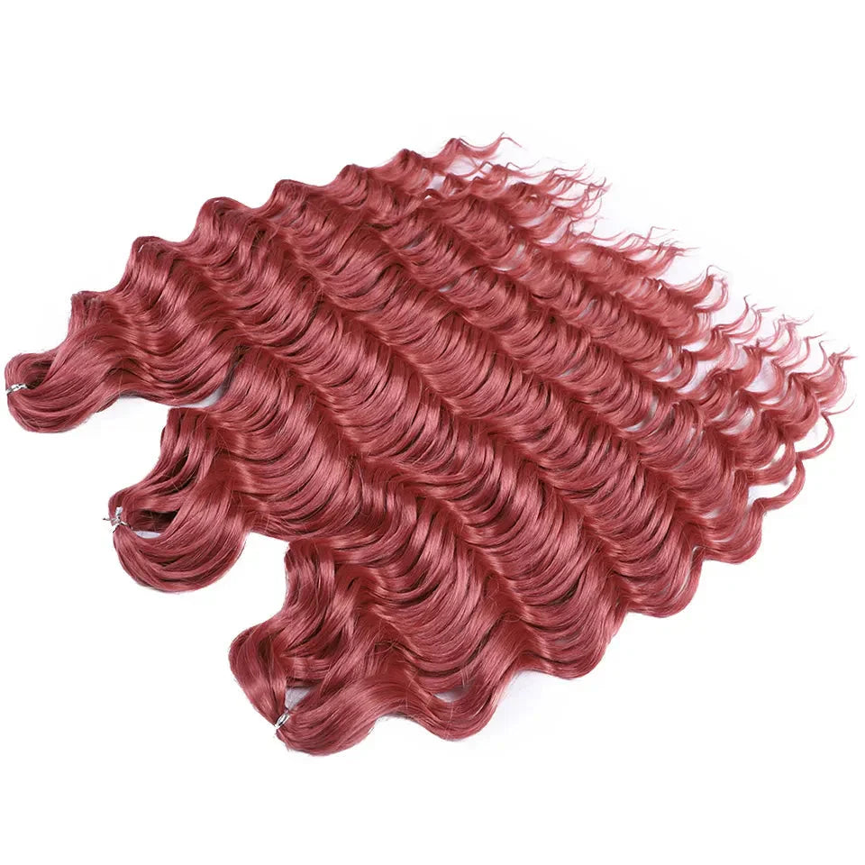 24" Orange Twist Crochet Hair | Synthetic Deep Wave Braiding Hair Extensions | Water Wave Hair | Heat Resistant Fiber | 60 Strands/Pack