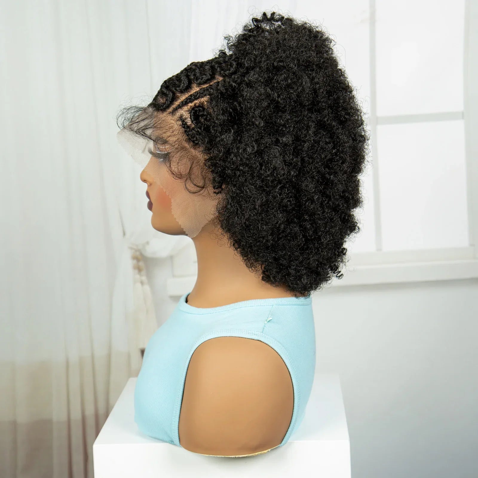 Afro Kinky Curly Cornrow Braids Wig | Transparent Full Lace | Baby Hair