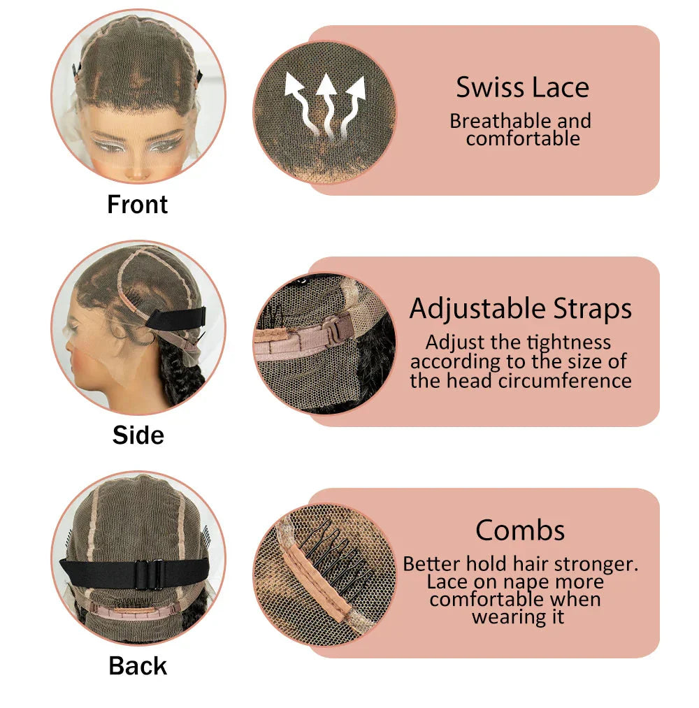 34" Twisted Cornrow Full Lace Braided Wig | Baby Hair | Synthetic Lace Front Braids | Black Women