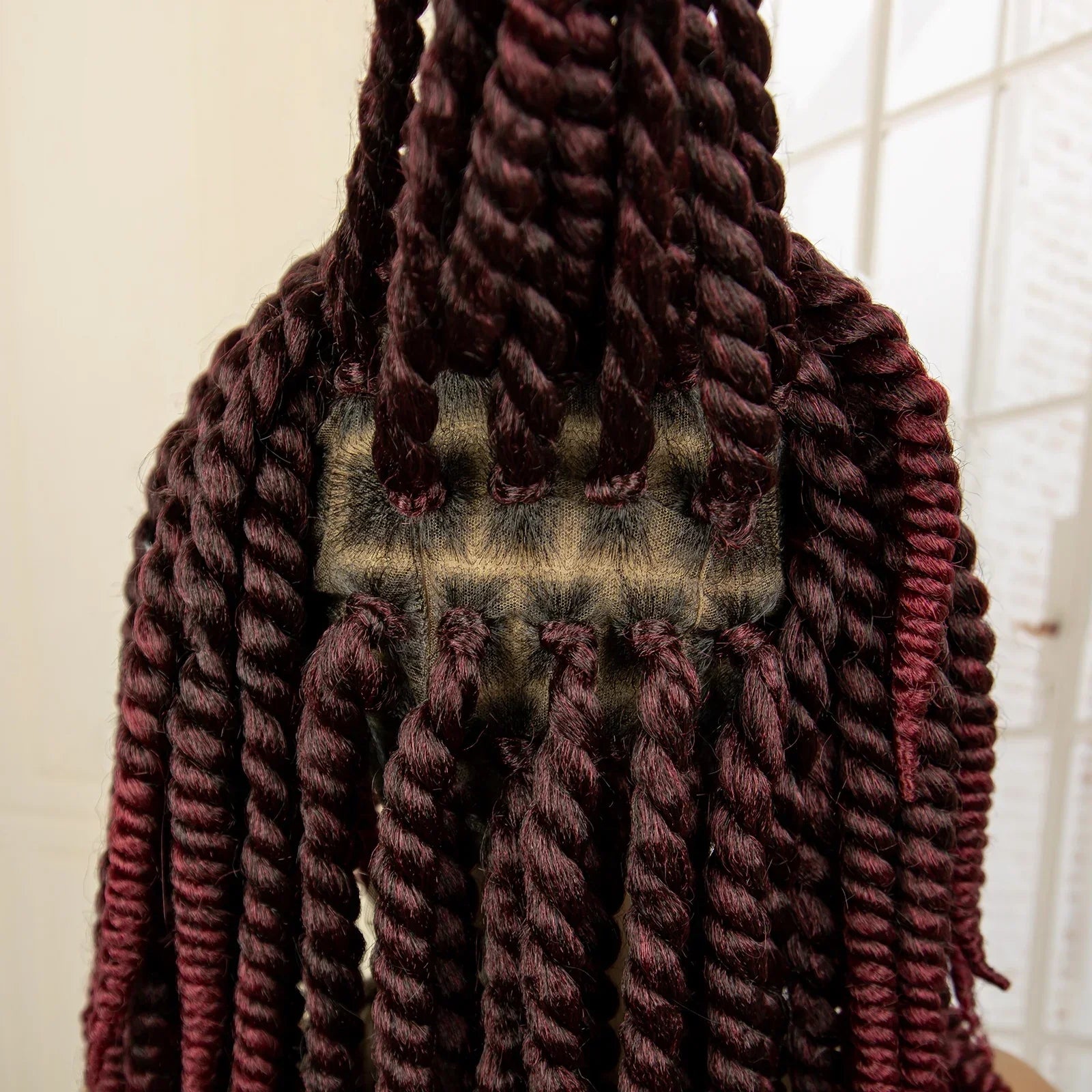 16 Inch Brown Twisted Braided Bob Wig | Full Lace | Kanekalon Fiber | For Black Women