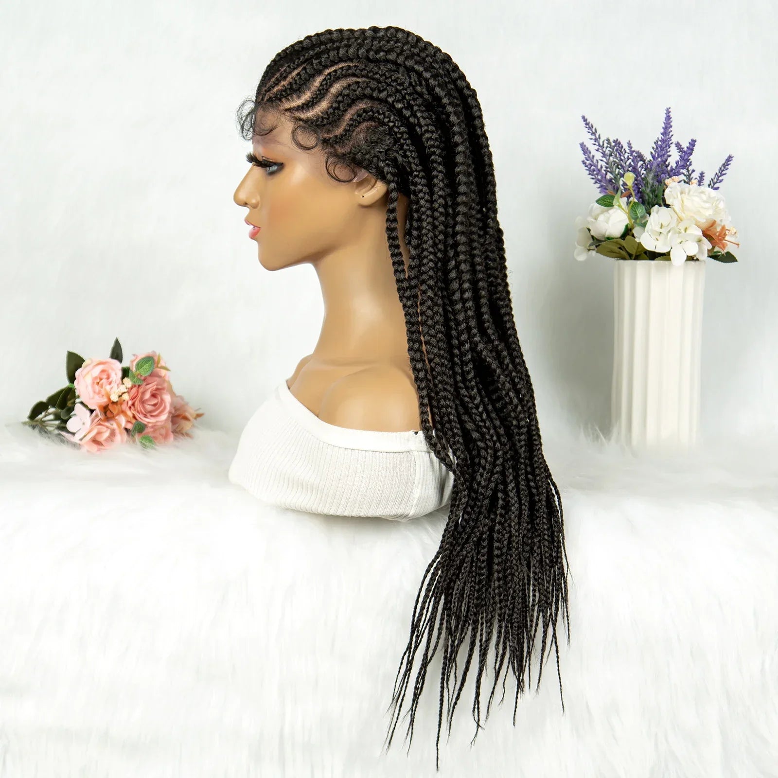 13x6 Lace Front Faux Locs Braided Wig | Crochet Braids | Synthetic Locs | Black Women