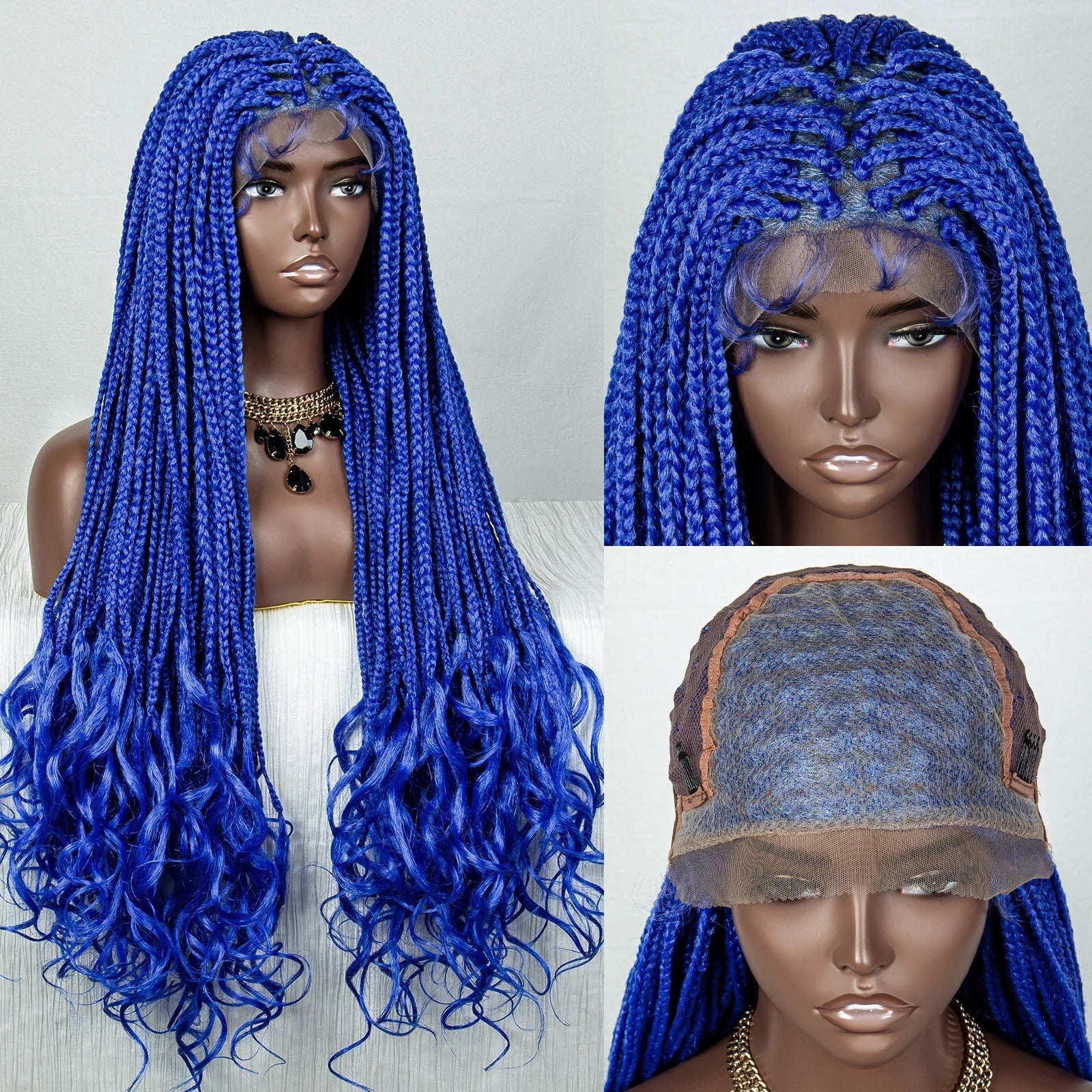 36" Pink & 613 Blonde Braided Wig | Water Wave Ends | Lace Front | Baby Hair