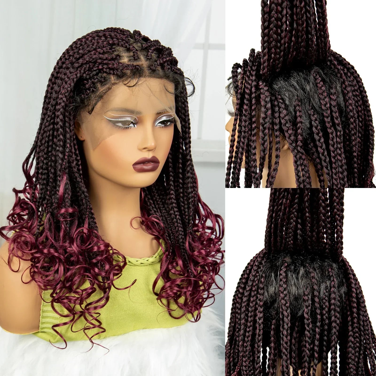 9x6 Lace Front Knotless Braids Wig with Curly Ends | Blended Box Braids
