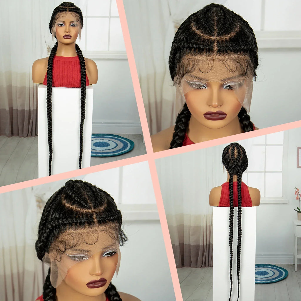 48" Super Long Cornrow Knotless Braids Wig | Full Lace Frontal