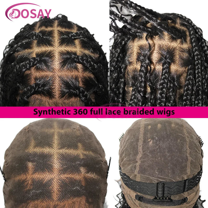 12" Curly Boho Braids Bob Wig | 360 Full Lace | Knotless Box Braids | Baby Hair