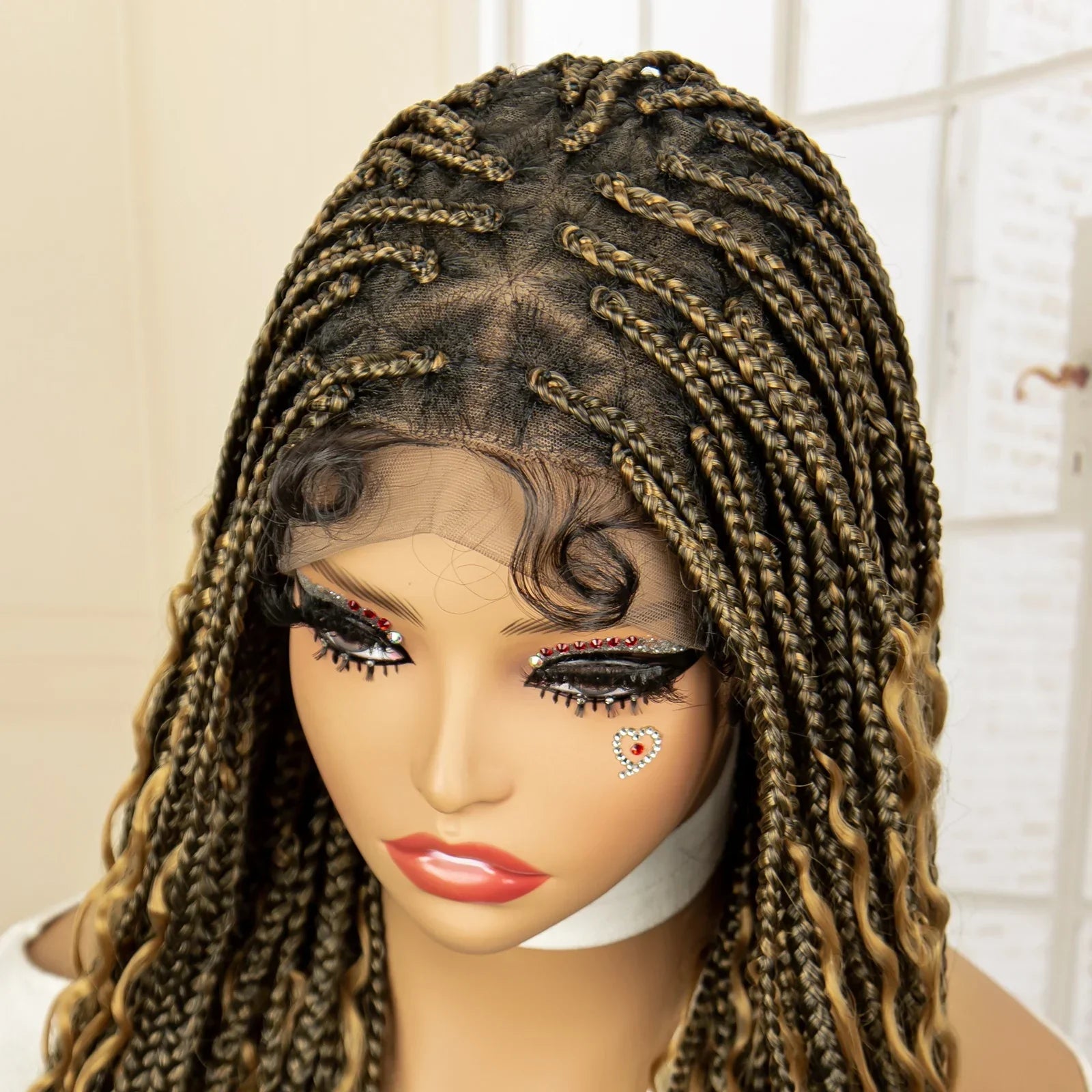36" Blonde Box Braided Wig | Full Lace | Knotless Braids | Bohemian Style | Kanekalon Synthetic Hair