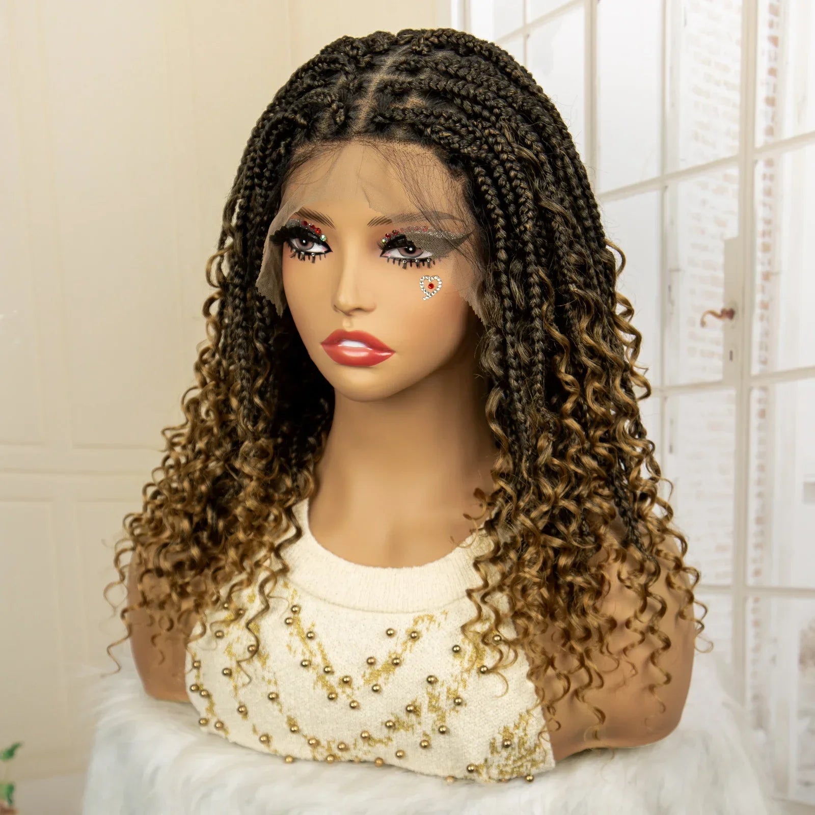 14" Burgundy Box Braids Wig | Full Lace | Kanekalon Fiber | Boho Braids | For Women