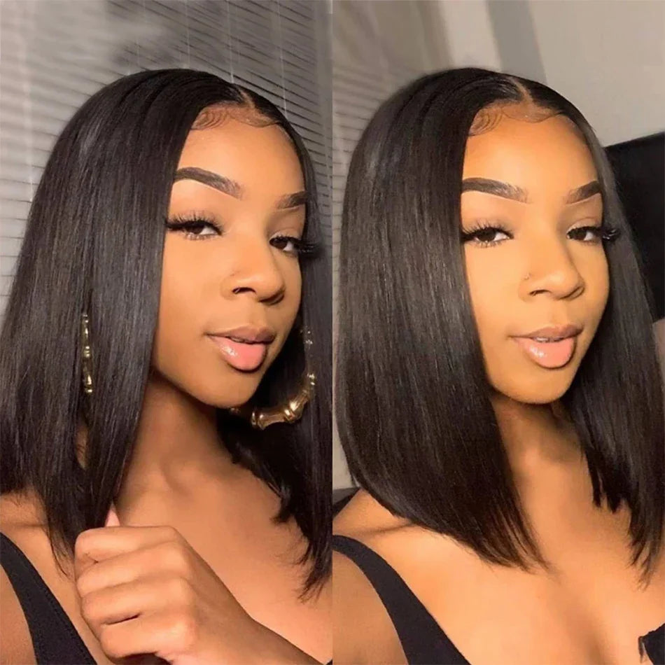 180% Density 13x4 Bone Straight Bob Wig | Brazilian Remy Hair | Transparent Lace Frontal Wig