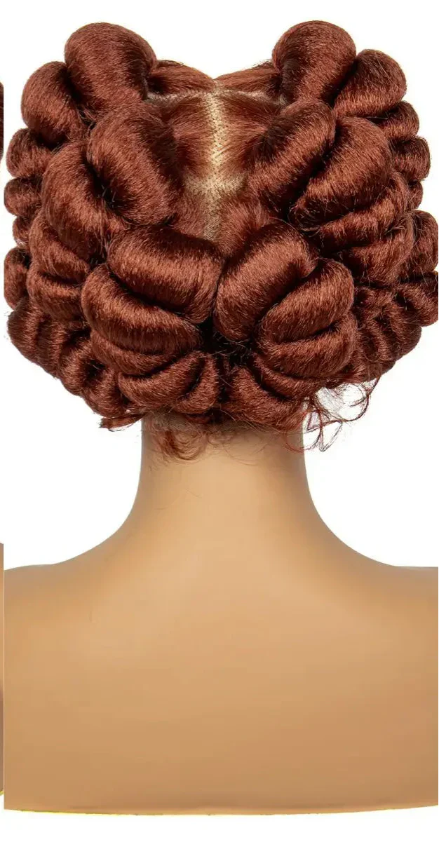 613 Blonde Short Cute Handmade Bantu Knotless Braided Wig | Full Lace Synthetic Wig for Black Women