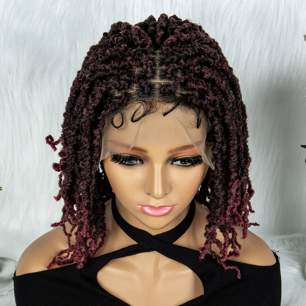 14" Knotless Butterfly Locs Lace Front Wig | Synthetic Dreadlock Braids | Black Women