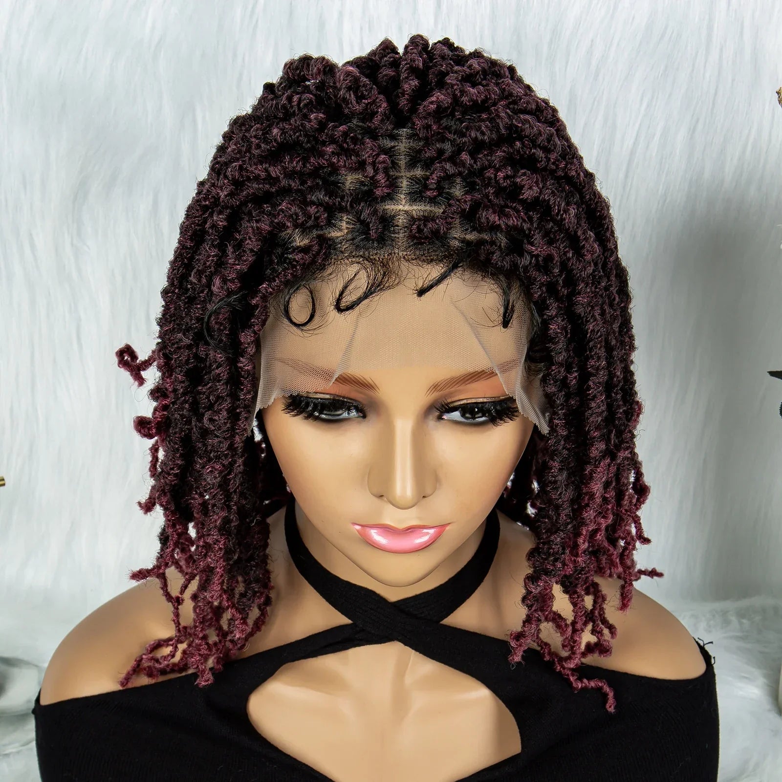 14" Knotless Butterfly Locs Lace Front Wig | Synthetic Dreadlock Braids | Black Women
