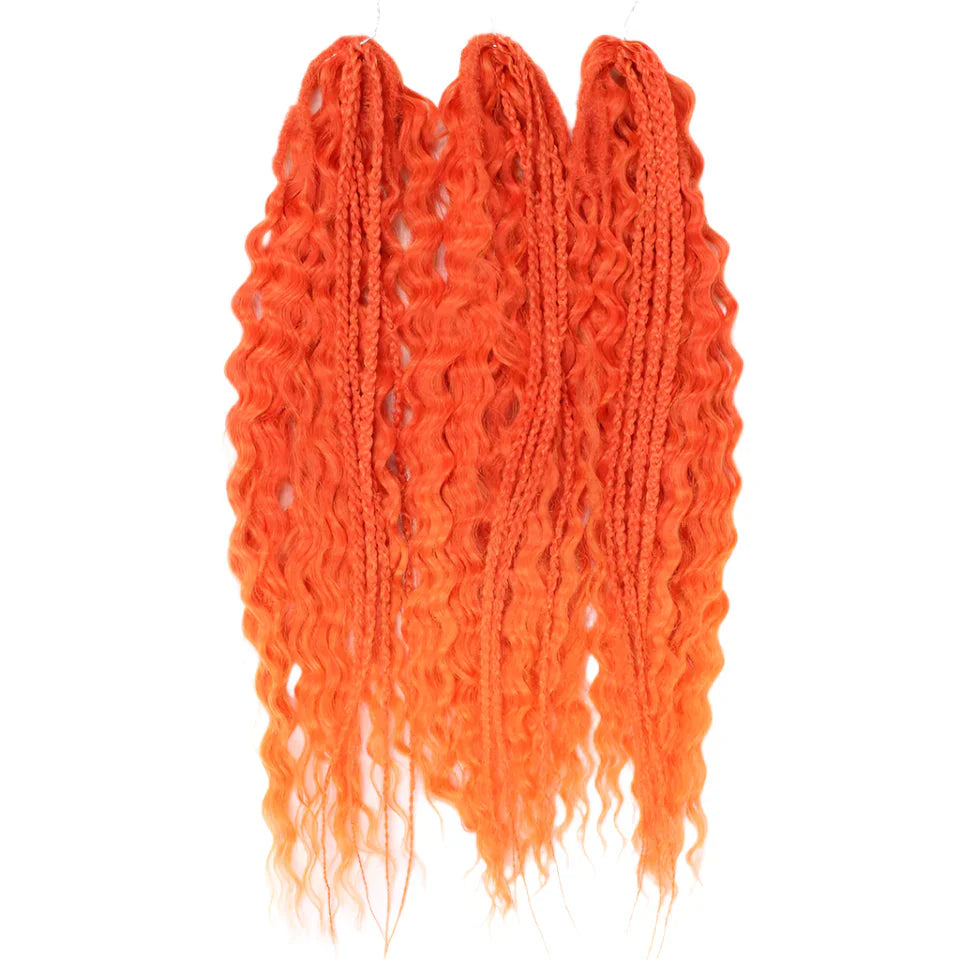 24" Water Wave Crochet Hair | Ombre Blonde Brown | Curly Twist Braids | Synthetic Braiding Hair Extensions | 60 Strands