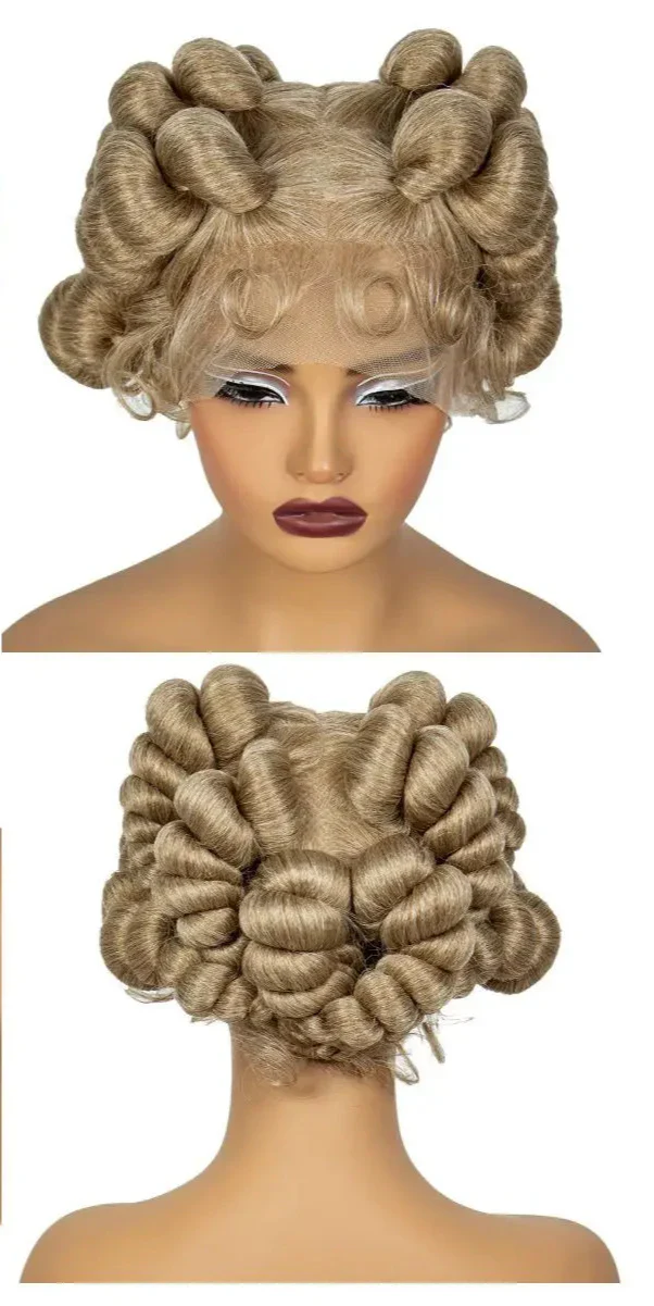 613 Blonde Short Bantu Knotless Braids Wig | Handmade Full Lace | Baby Hair