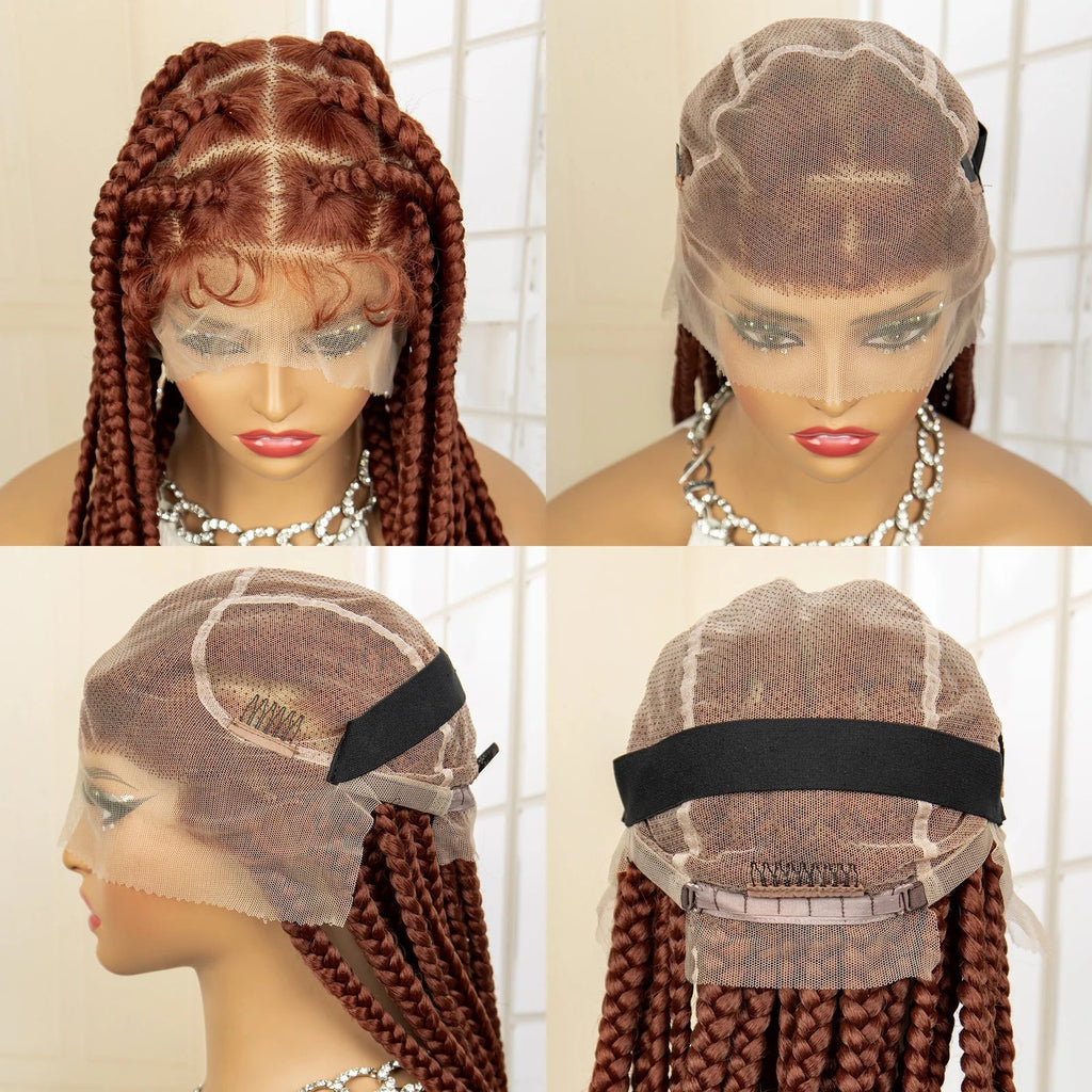 36" Big Knotless Box Braided Full Lace Wig | Cornrow Braiding Wig | Baby Hair | Synthetic Braids | For Women