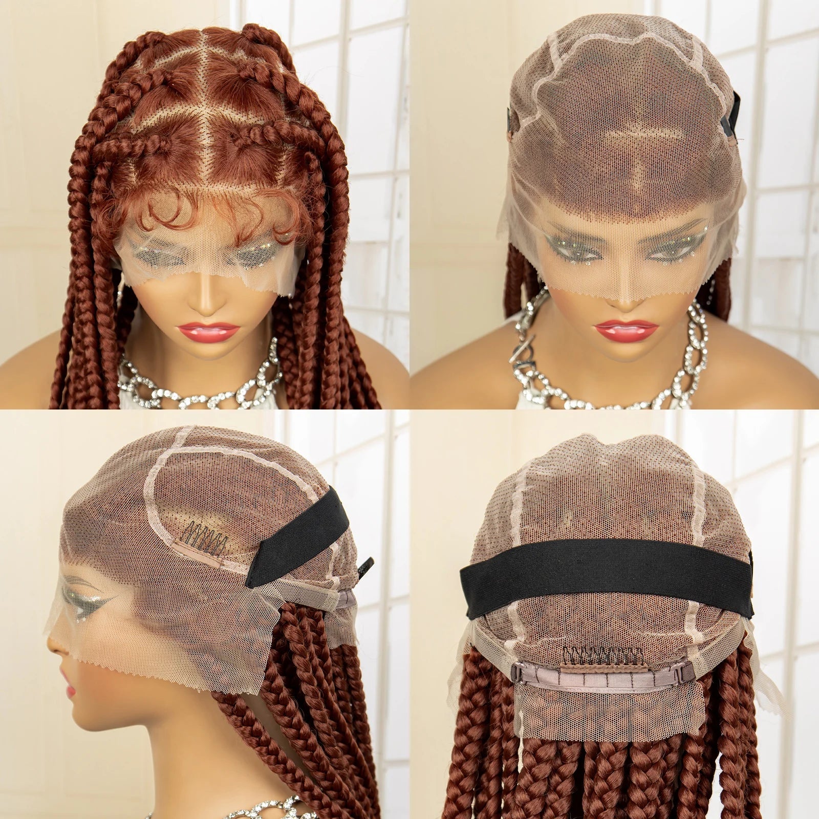 36" Big Knotless Box Braided Full Lace Wig | Cornrow Braiding Wig | Baby Hair | Synthetic Braids | For Women