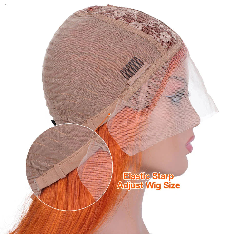 180% Density Dark Root Ginger Ombre Straight Bob Wig | Transparent T-Part Lace Front Human Hair