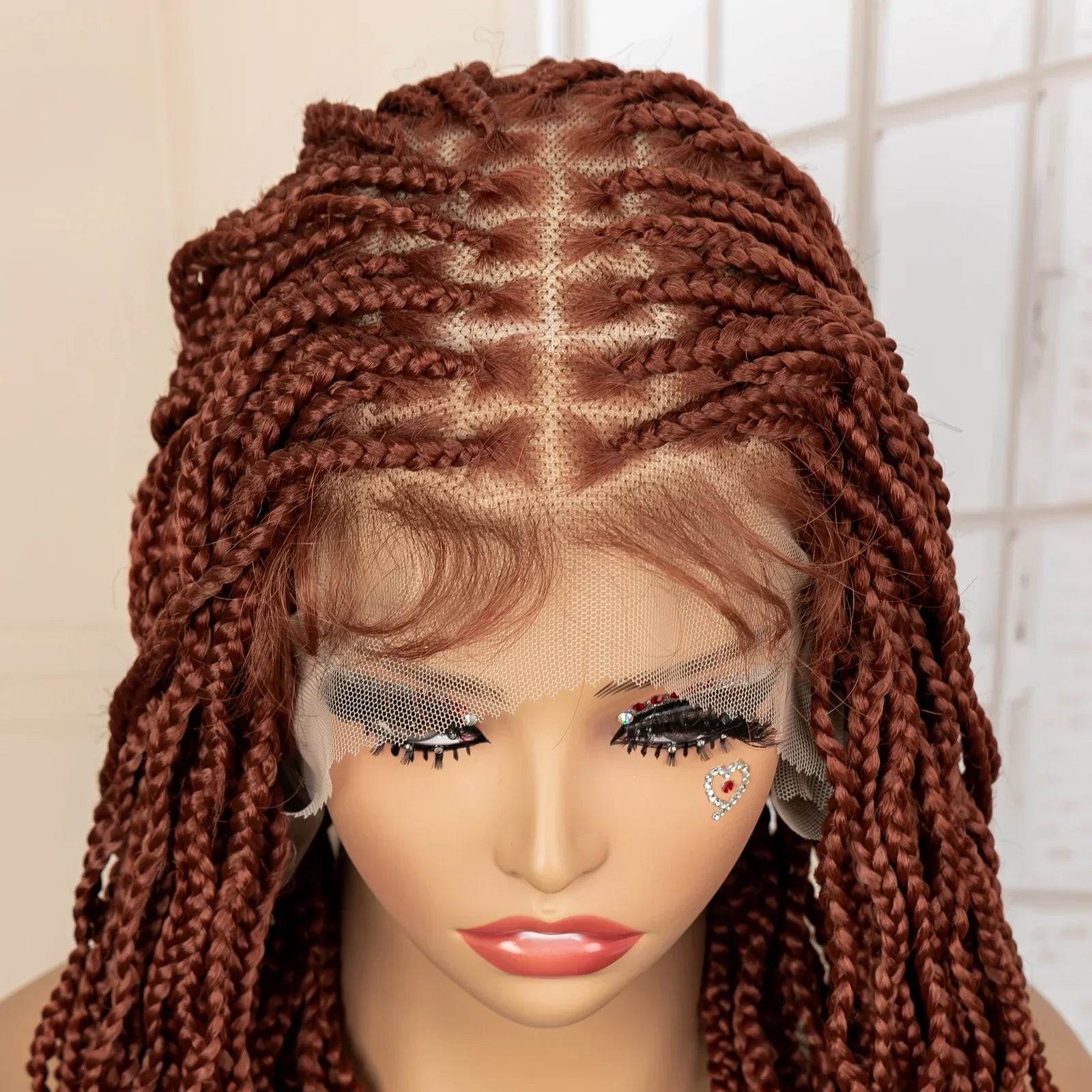 36" HD Full Lace Box Braided Wig | Ginger Color #350 | Lace Frontal Braids | Baby Hair | Synthetic Hair Wig