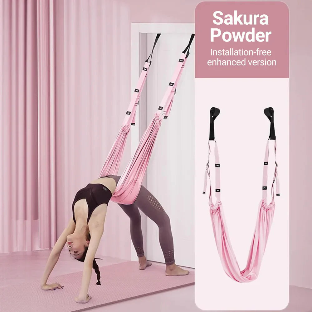 Aerial Yoga Strap Pull Rope Woman Hammock Stretch Leg Splits Trainer Gym Belt
