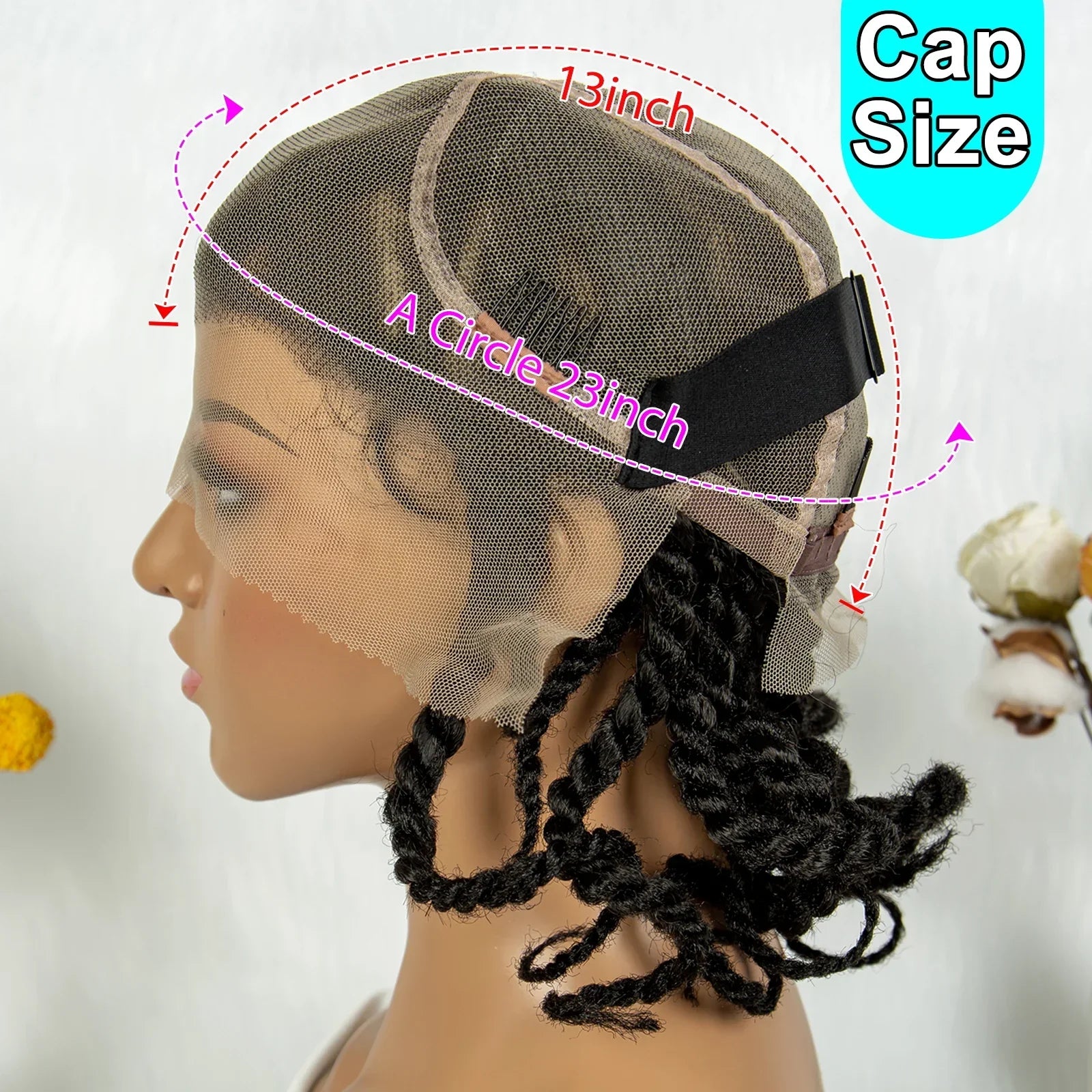 12" Short Box Braided Full Lace Wig | Crochet Braids | Baby Hair | Synthetic Braiding Wig
