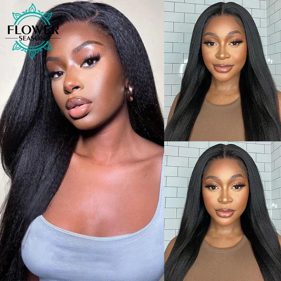 250% Density Light Yaki Straight 13x6 HD Lace Frontal Human Hair Wig
