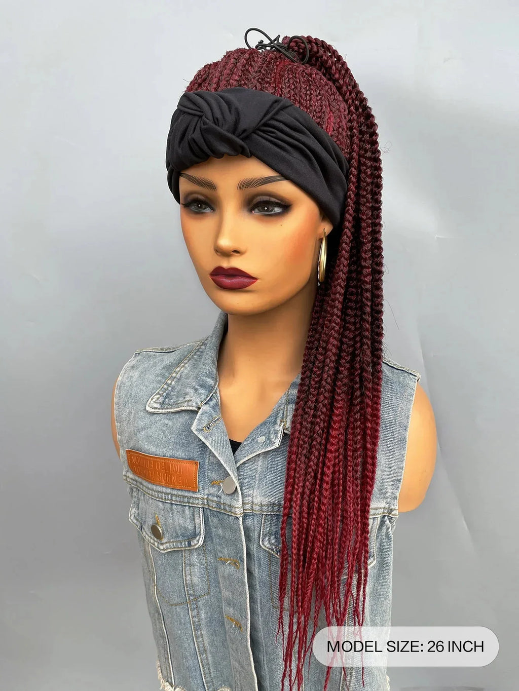 26" Twist Cornrow Headband Wig | Crochet Braids | Long Straight Synthetic