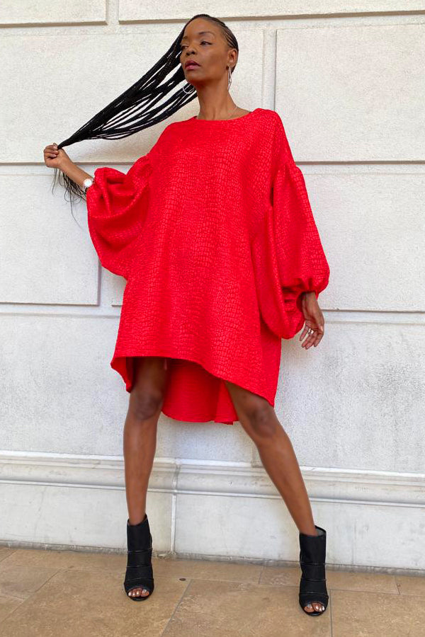 Puff Sleeve High Low Short Dress