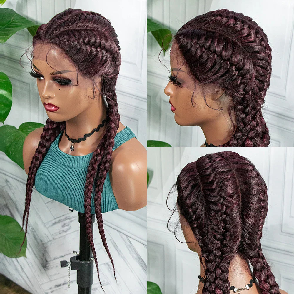 26" Box Braids Wig with Baby Hair | Synthetic Lace Front