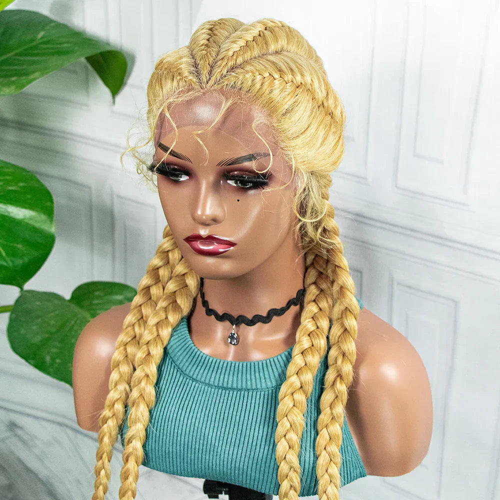 26" Box Braids Wig with Baby Hair | Synthetic Lace Front