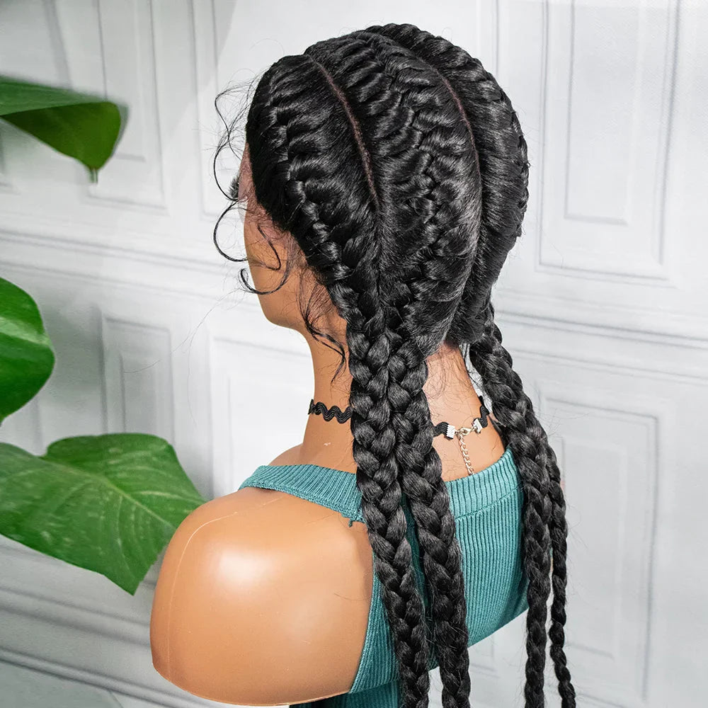 26" Box Braids Wig with Baby Hair | Synthetic Lace Front