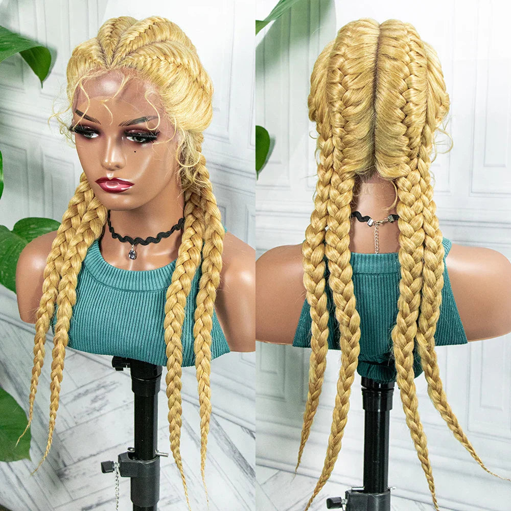 26" Box Braids Wig with Baby Hair | Synthetic Lace Front