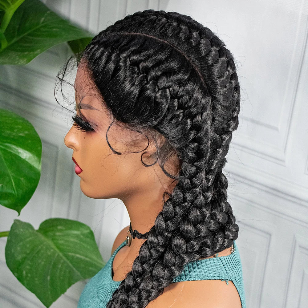 26" Box Braids Wig with Baby Hair | Synthetic Lace Front