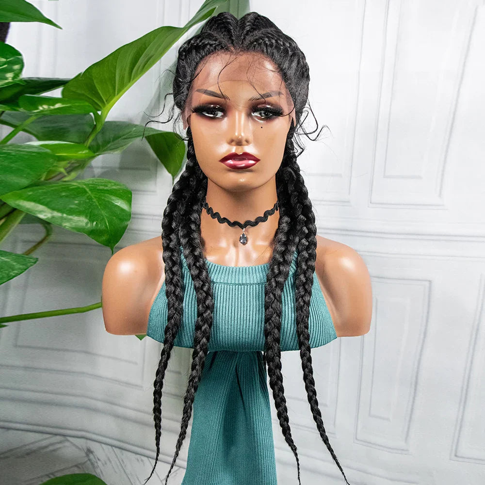 26" Box Braids Wig with Baby Hair | Synthetic Lace Front