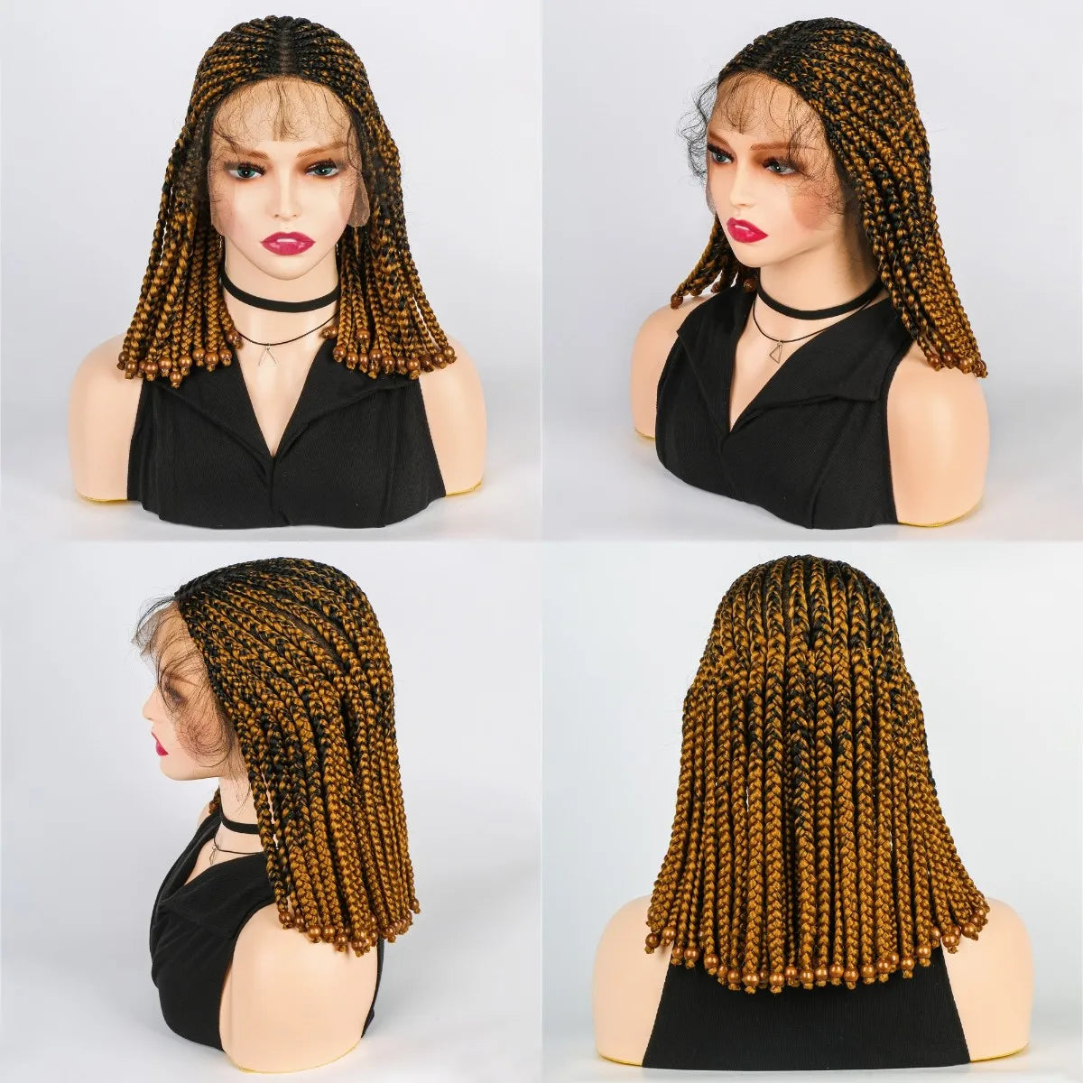 14" Short Braided Bob Wig | Lace Front | Heat Resistant | Black Women