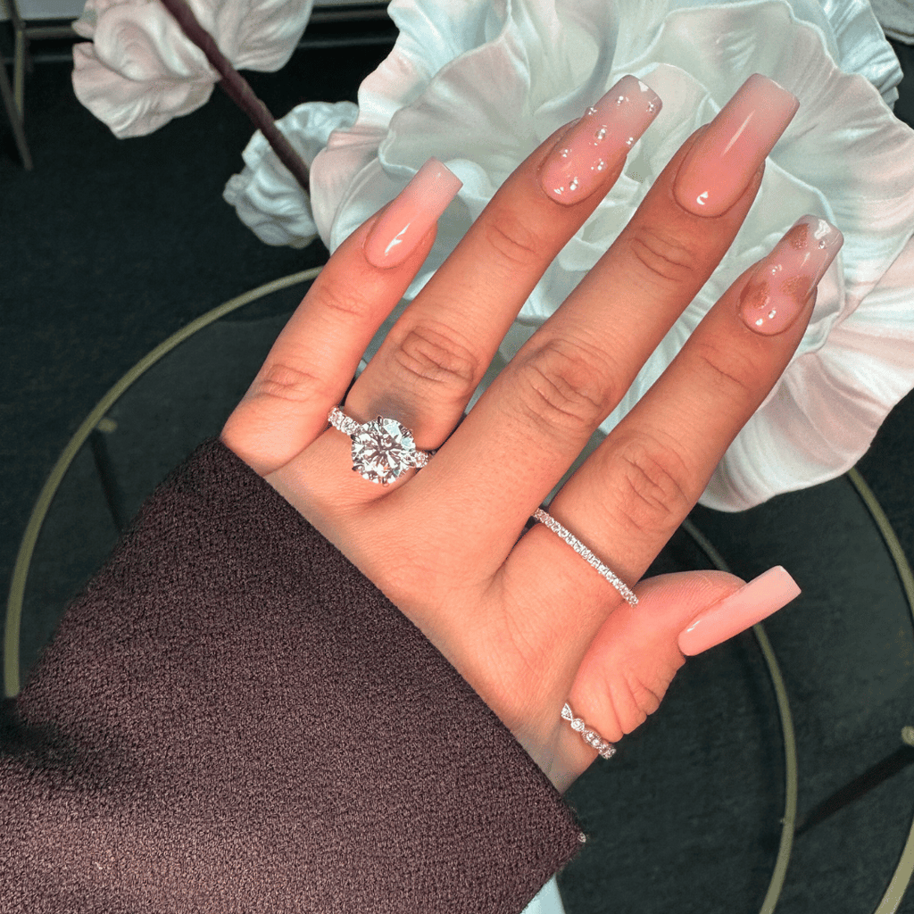 3.5ct Round Cut Moissanite Double Hidden Halo Engagement Ring