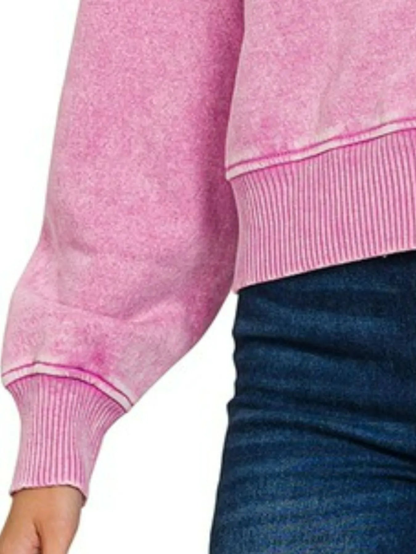 Acid Wash Fleece Drawstring Cropped Hoodie