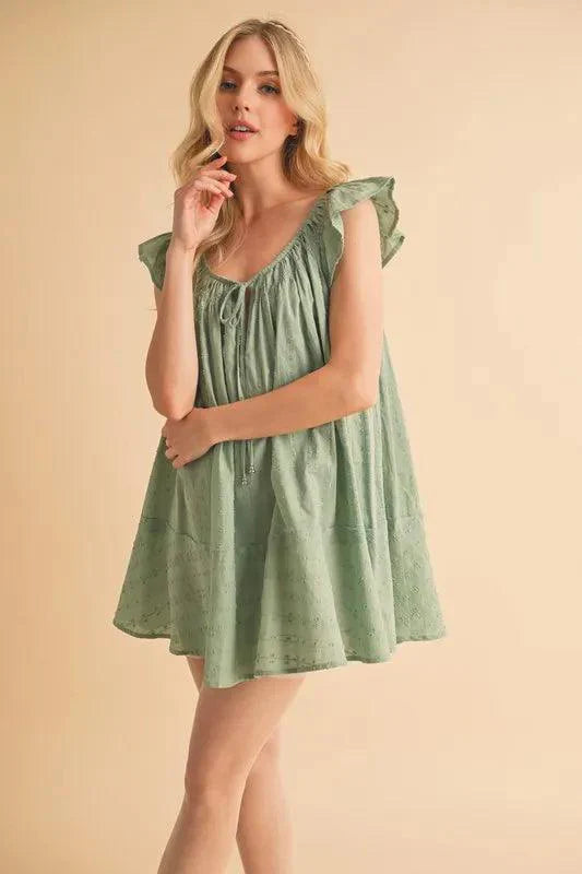Aemi+Co Ruffled Cap Sleeve Cotton Tunic Mini Dress
