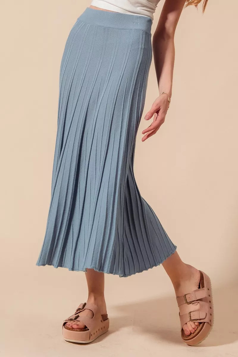 A Line Knitted Sweater Midi Length Skirt