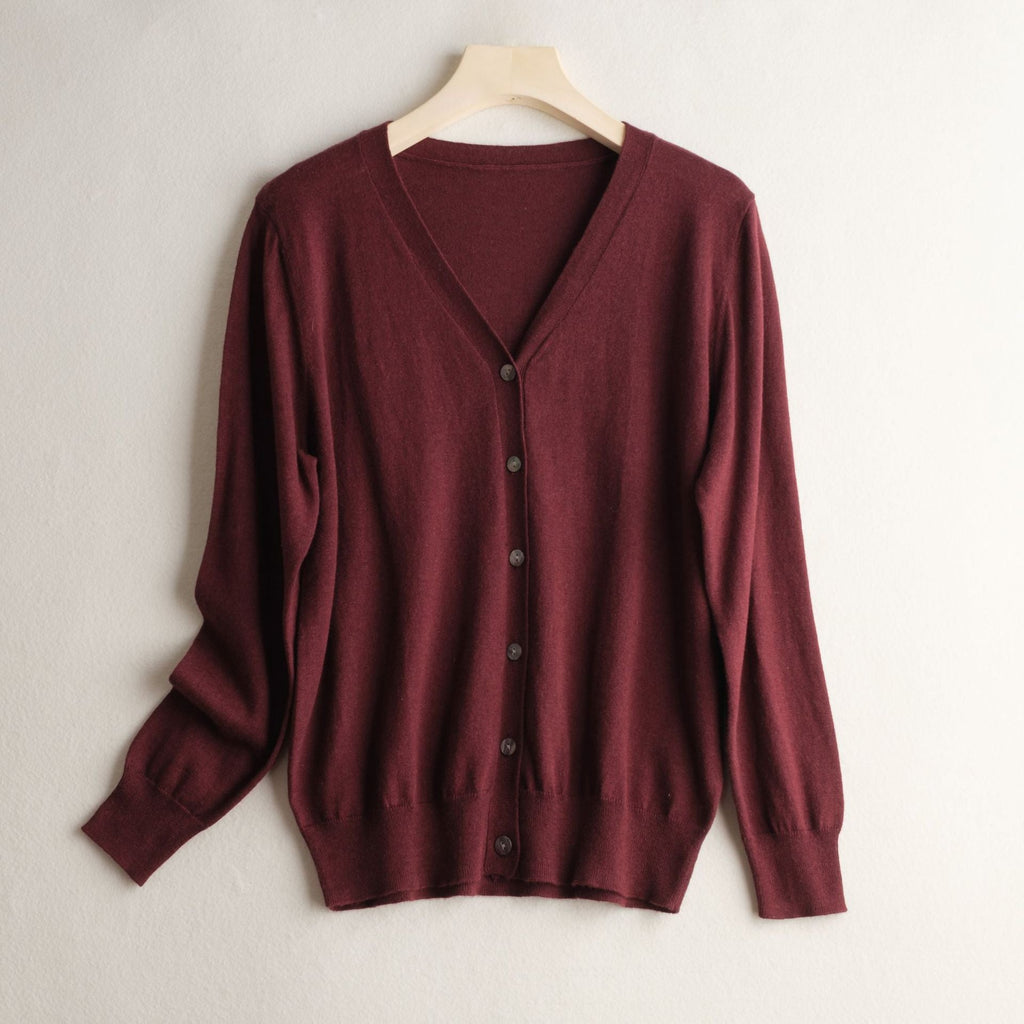 Basic Style Commuter Coat Silk Knitted Cardigan Sweater