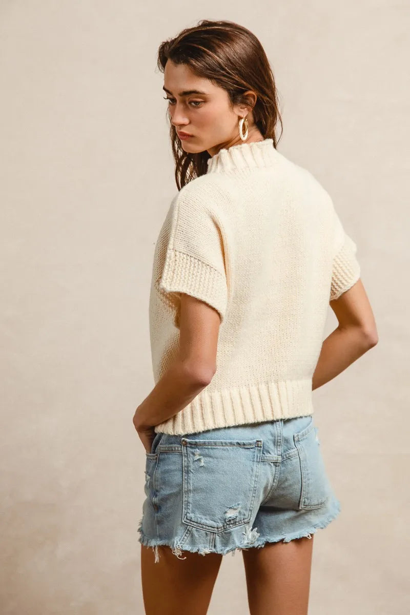 American Flag Patchwork Drop Shoulder Sweater