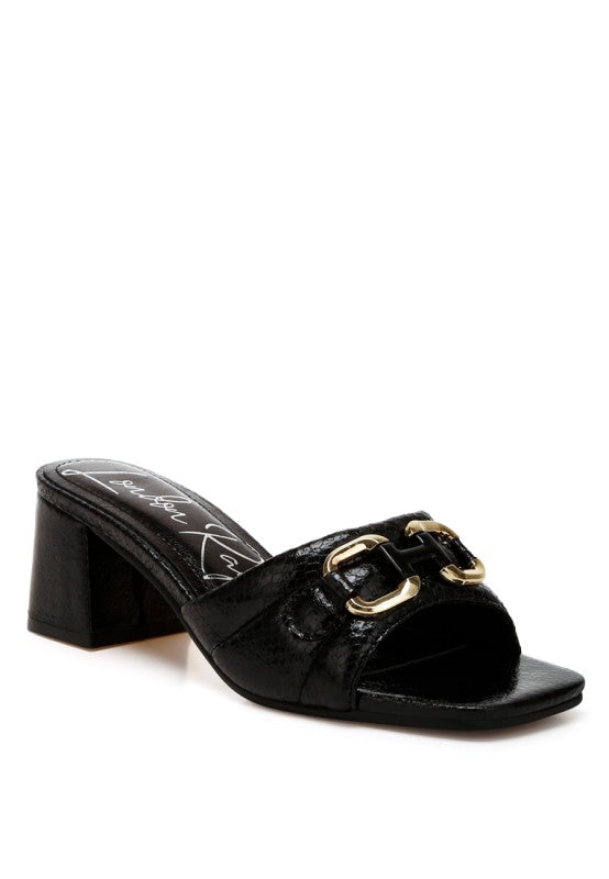 Bellamy Horsebit Detail Snake Print Sandals