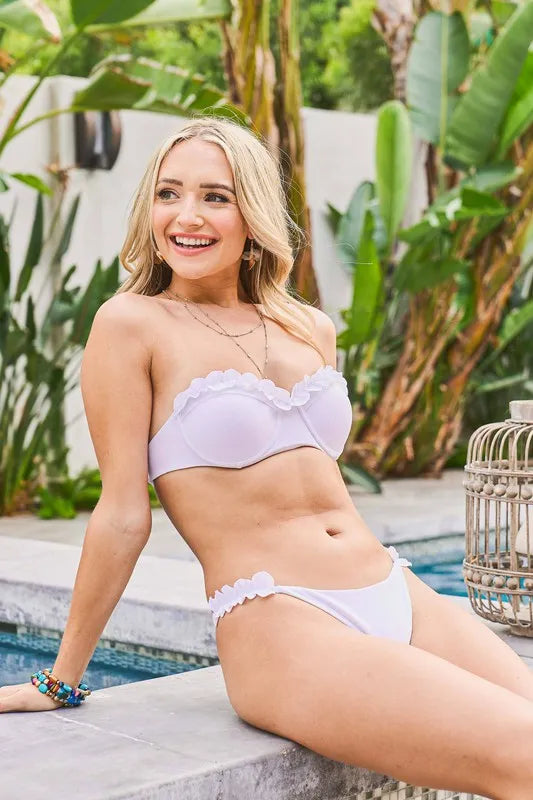 And The Why Frill Trim Bandeau Bikini Swim Set
