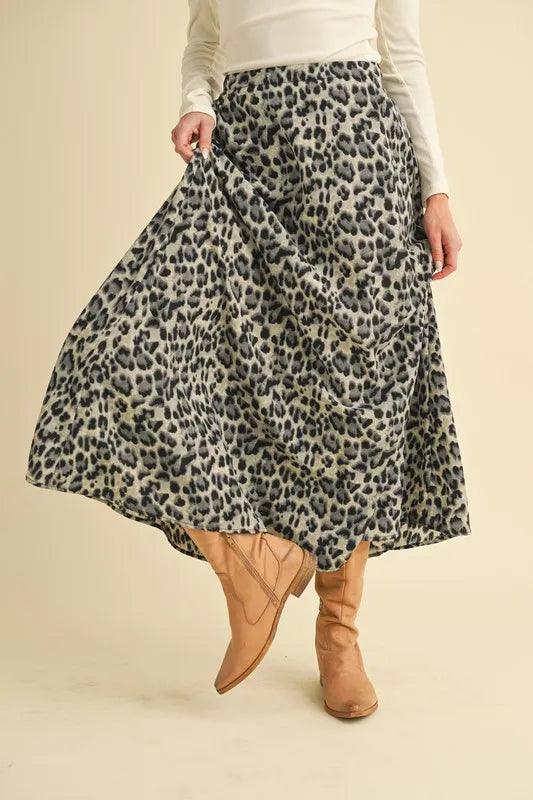 Aemi+Co Leopard Midi Skirt