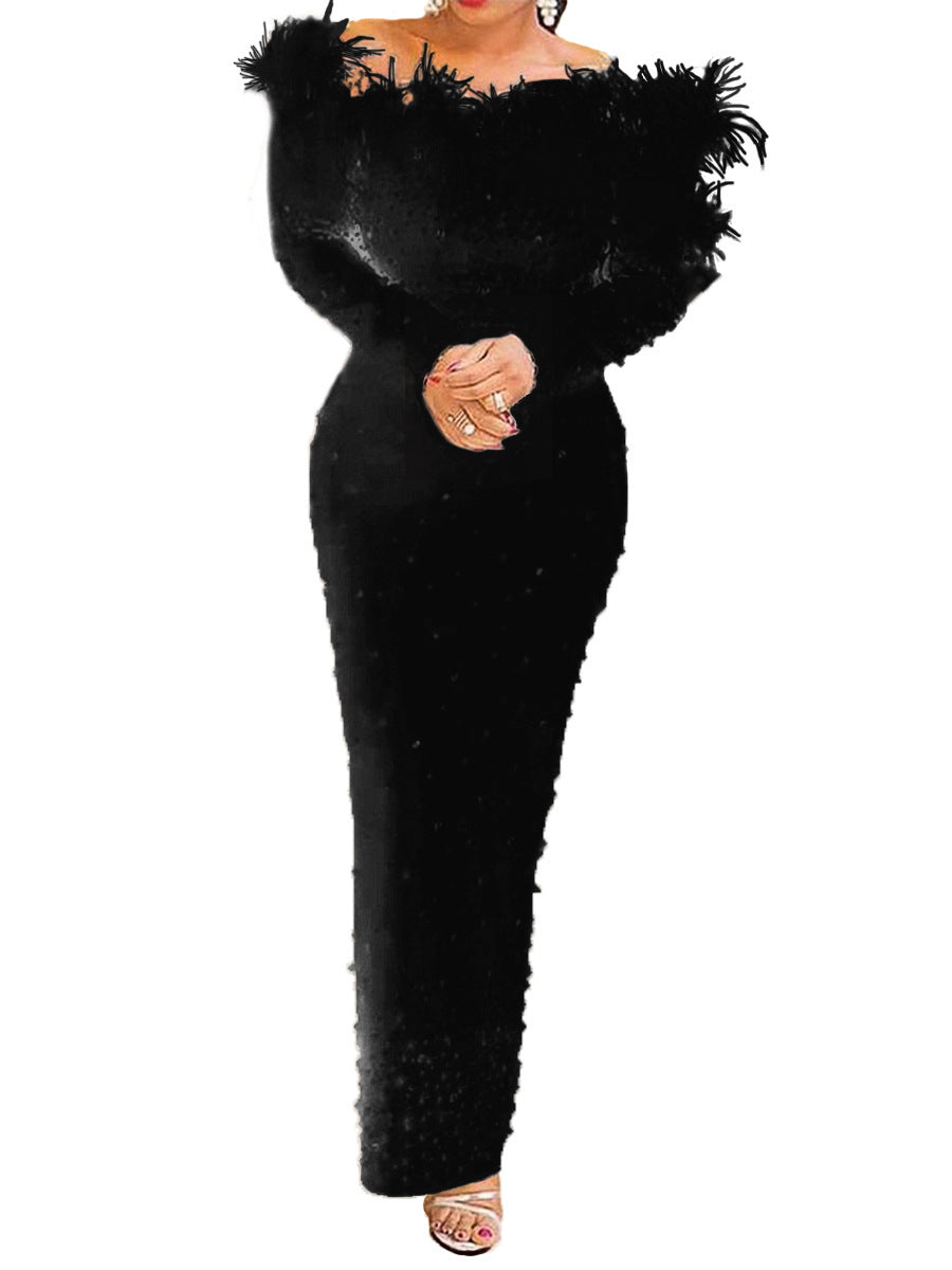 Autumn And Winter Beaded Sheath Sexy Dress