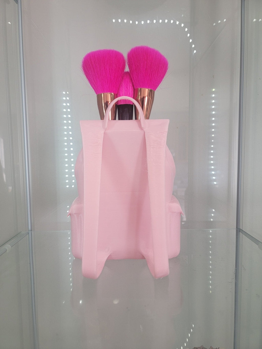 Adorable Pink Backpack Makeup Brush Holder - Stylish Organizer for Glam Lovers
