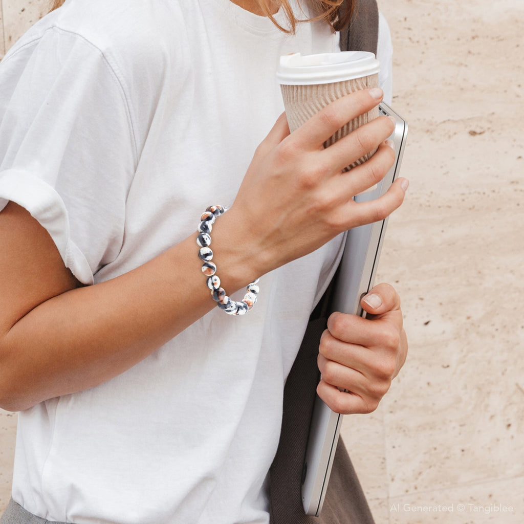 Agate Black and White Stretch Bracelet